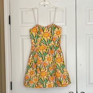 Lilly Pulitzer Summer Strapless Floral Sundress Sweetheart Neckline Fit & Flare